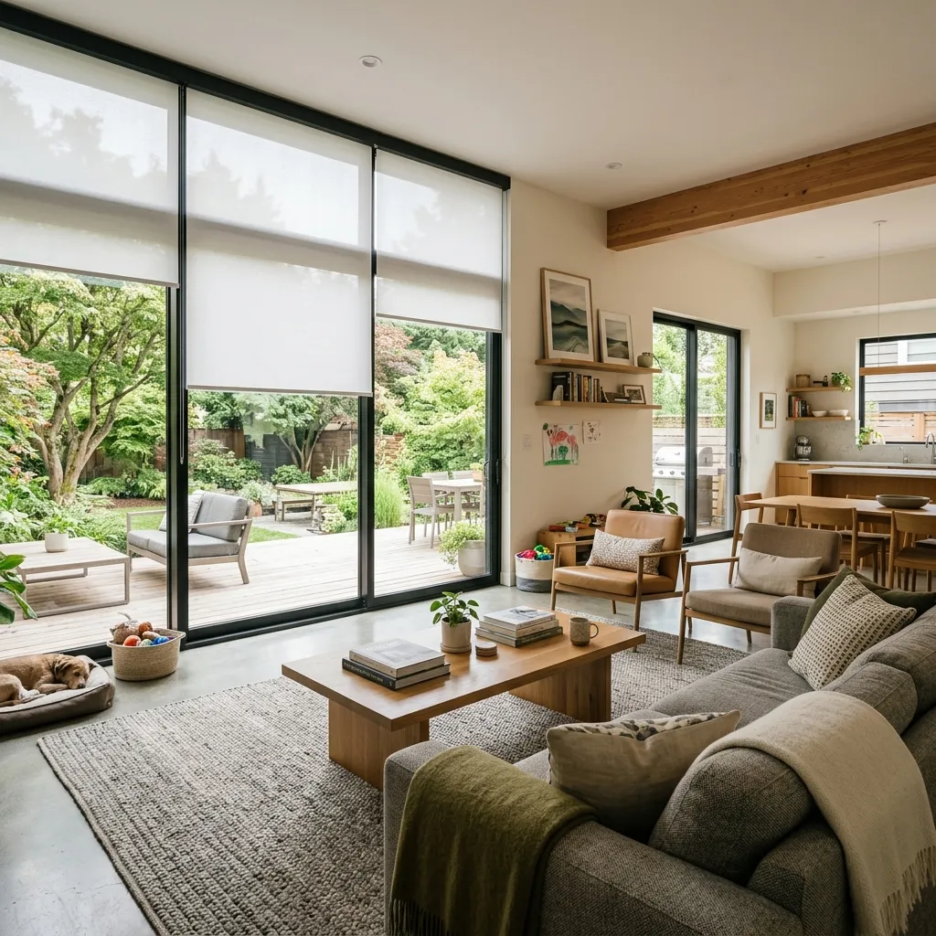 Modern Residential Home with Blinds